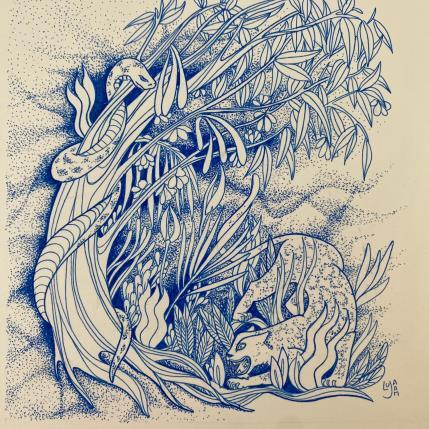 Painting Jungle onduleuse by Lujaam | Painting Surrealism Ink Animals, Nature
