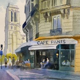 Peinture Oct 22 - 6 par Khodakivskyi Vasily | Tableau Figuratif Aquarelle Urbain