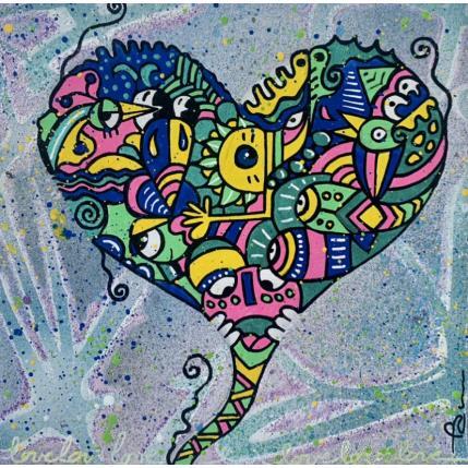 Painting Le coeur grandit by Fanny | Painting Street art Wood Minimalist