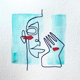 Painting Santé mentale by Detovart | Painting Raw art Acrylic Minimalist, Portrait