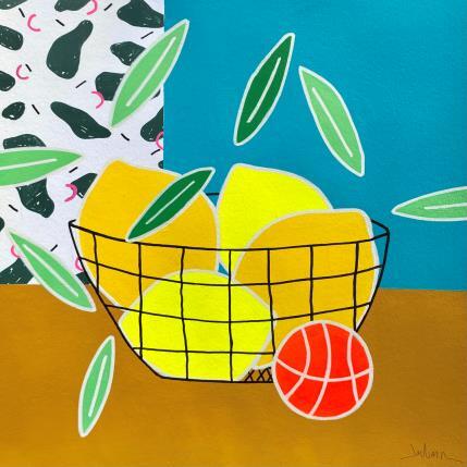 Peinture Lemons on a table #2 par JuLIaN | Tableau Figuratif Acrylique Natures mortes