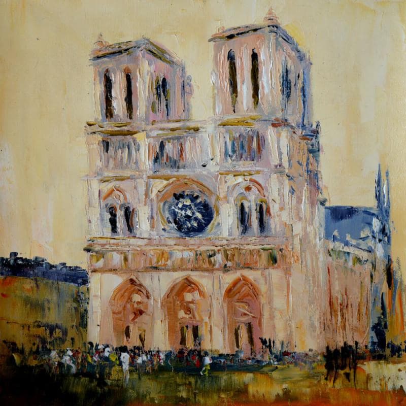 Peinture Notre Dâme par Dupin Dominique | Tableau Figuratif Urbain Huile