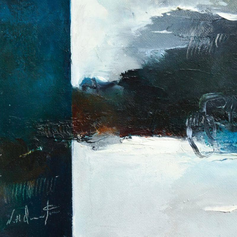 Peinture Entre les 2 par Dumontier Nathalie | Tableau Abstrait Minimaliste Huile