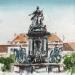 Peinture Vienne Statue de l’impératrice Marie Thérèse d’Autriche par Hoffmann Elisabeth | Tableau Figuratif Urbain Aquarelle