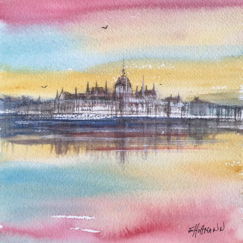 Gemälde Orszaghaz von Hoffmann Elisabeth | Gemälde Figurativ Urban Aquarell
