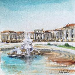 Painting Schönbrunn by Hoffmann Elisabeth | Painting Figurative Watercolor Urban