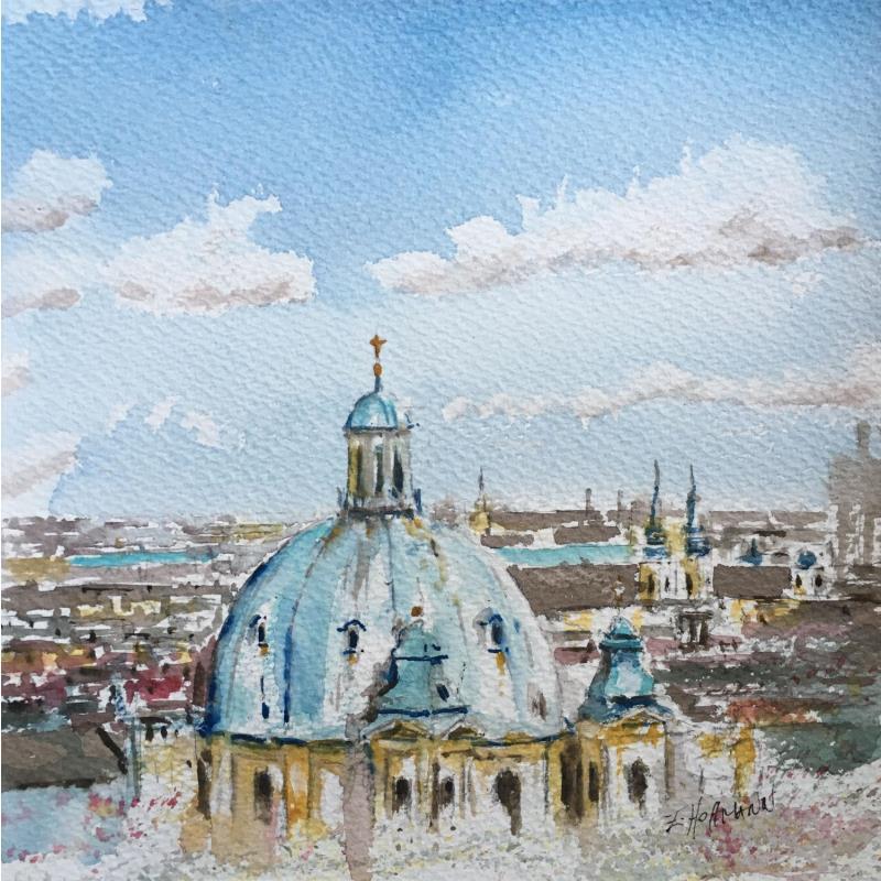 Pintura Peterskirche por Hoffmann Elisabeth | Pintura Figurativo Urbano Acuarela