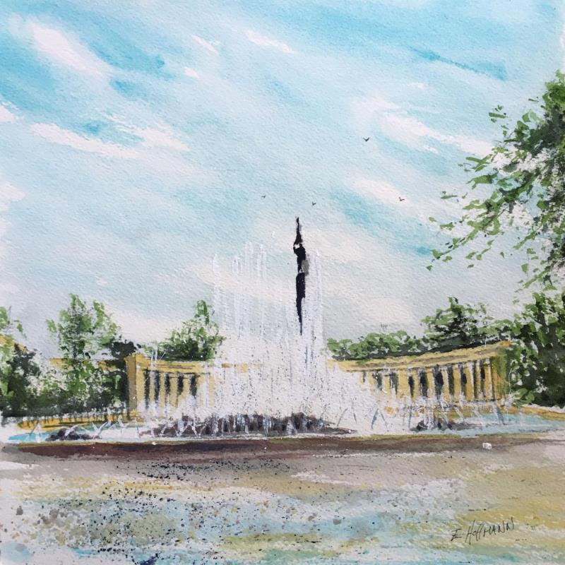 Pintura Hochstrahlbrunnen por Hoffmann Elisabeth | Pintura Figurativo Urbano Acuarela
