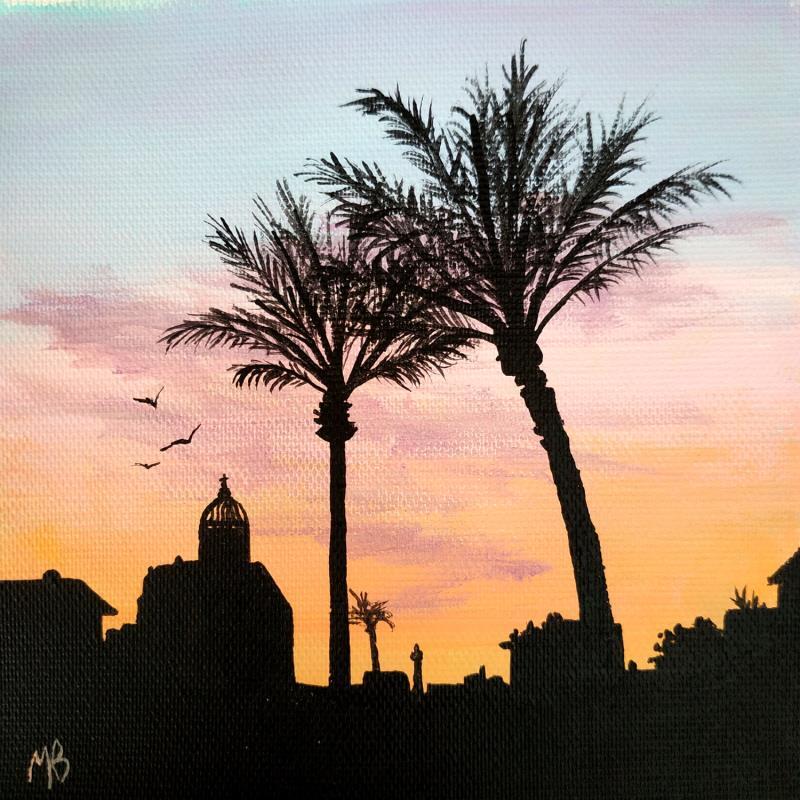 Peinture Sur la côte par Blandin Magali | Tableau Figuratif Paysages Minimaliste Huile Acrylique