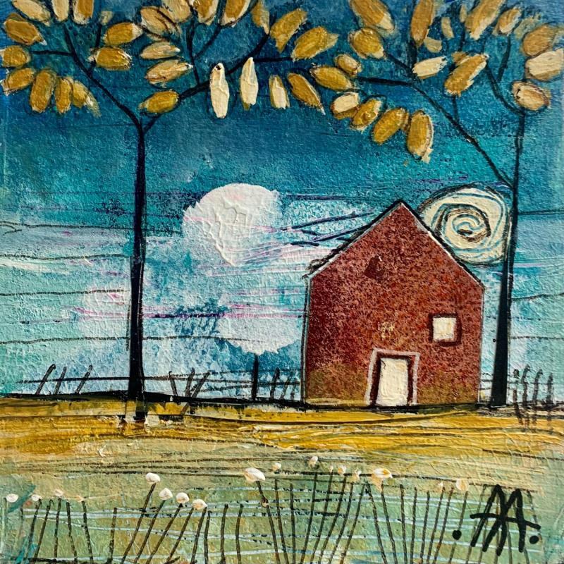 Pintura La casa del lago por Arias Parera Almudena | Pintura Arte naïf Paisajes Acrílico