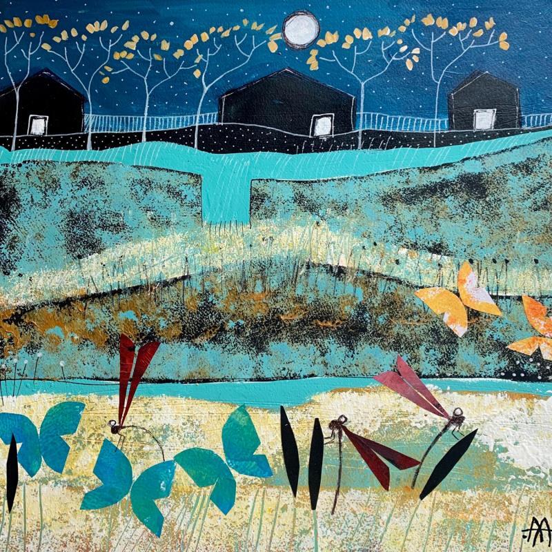 Gemälde Vecinas von Arias Parera Almudena | Gemälde Naive Kunst Landschaften Acryl