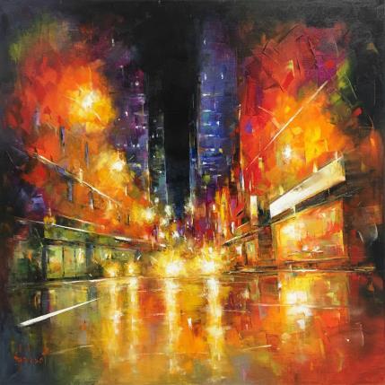 Painting New York by Hébert Franck | Painting Figurative Oil Landscapes, Marine