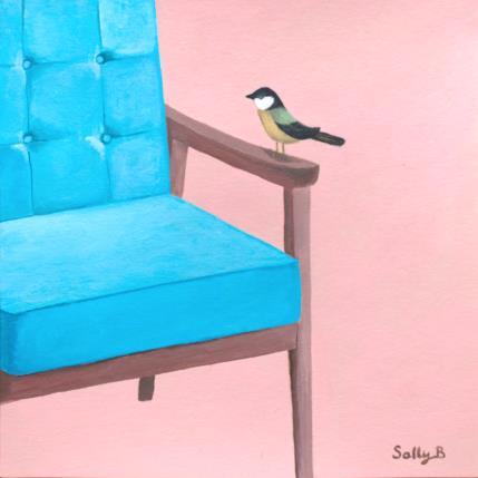 Pintura Oiseau sur fauteuil bleu por Sally B | Pintura Arte bruto Acrílico Animales, Iconos pop, Naturalezas muertas