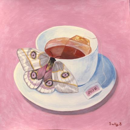 Peinture Thé de joie avec phalène par Sally B | Tableau Art Singulier Acrylique Animaux, Natures mortes