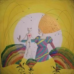 Painting Psychedelic cat moment by Nai | Painting Naive art Acrylic