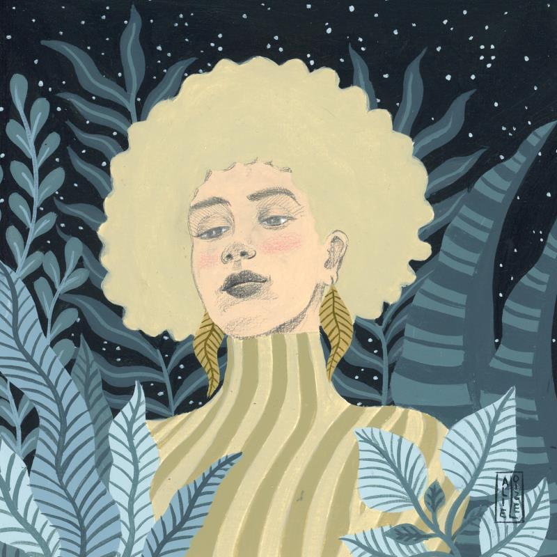 Peinture Nina par Alie Loizel | Tableau Art naïf Portraits Acrylique