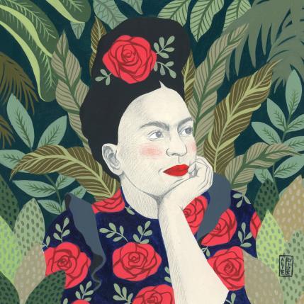 Peinture Frida #2 par Alie Loizel | Tableau Art naïf Acrylique Portraits