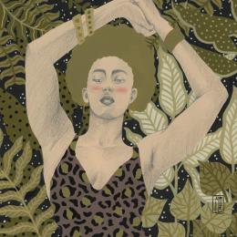 Painting Vitoria by Alie Loizel | Painting Naive art Acrylic Portrait