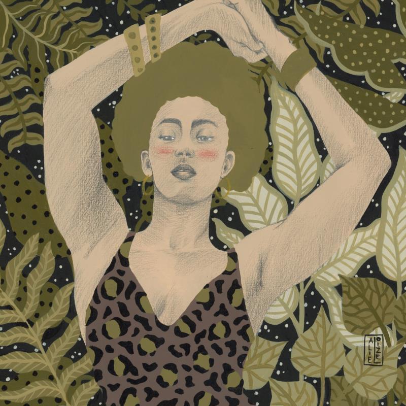 Painting Vitoria by Alie Loizel | Painting Naive art Portrait Acrylic