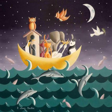 Painting Arche de Noé by Davy Bouttier Elisabeth | Painting Naive art Oil Marine