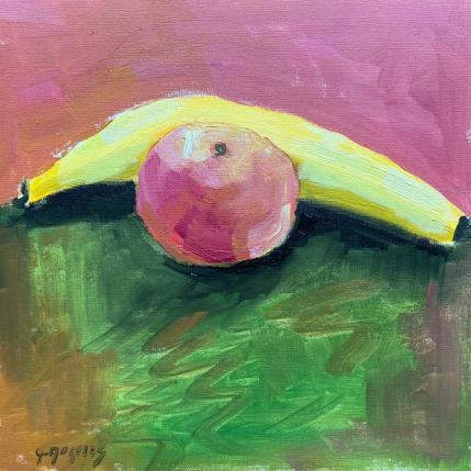 Peinture POMME BANANE 2 par Morales Géraldine | Tableau Figuratif Acrylique, Huile Natures mortes