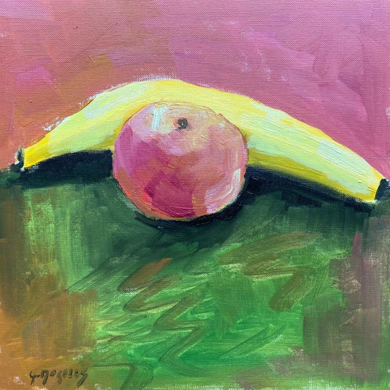 Peinture POMME BANANE 2 par Morales Géraldine | Tableau Figuratif Natures mortes Huile Acrylique