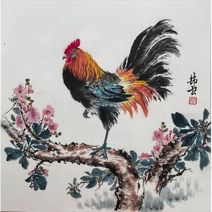 Peinture Coq par Tayun | Tableau Figuratif Aquarelle, Encre Animaux