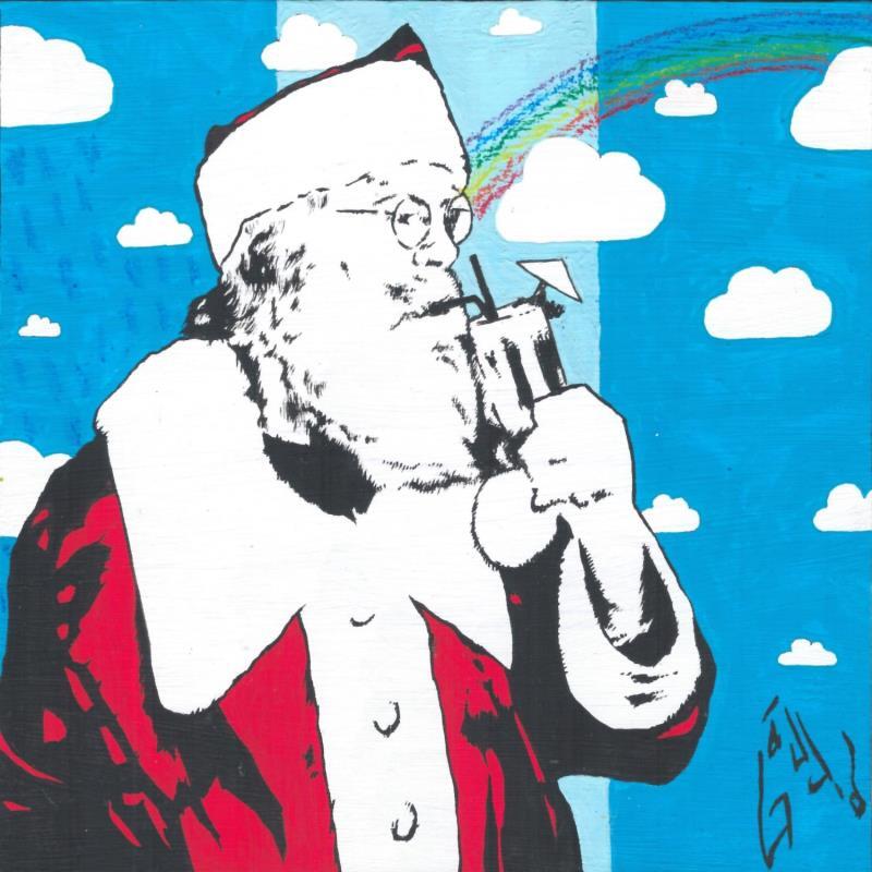 Painting SANTA'S HOLIDAY by Di Vicino Gaudio Alessandro | Painting Street art Pop icons Life style Wood Acrylic
