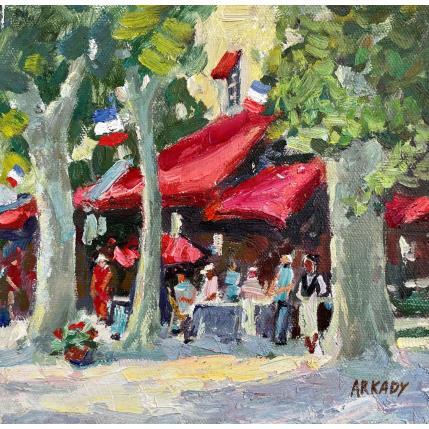 Peinture Café grillon par Arkady | Tableau Figuratif Huile Urbain