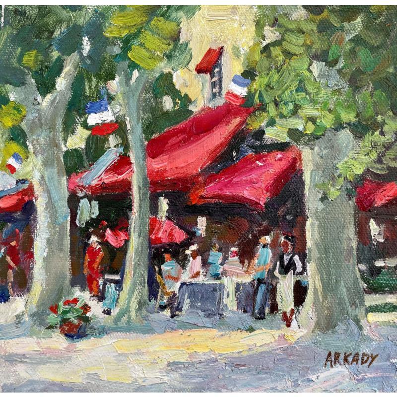 Peinture Café grillon par Arkady | Tableau Figuratif Urbain Huile