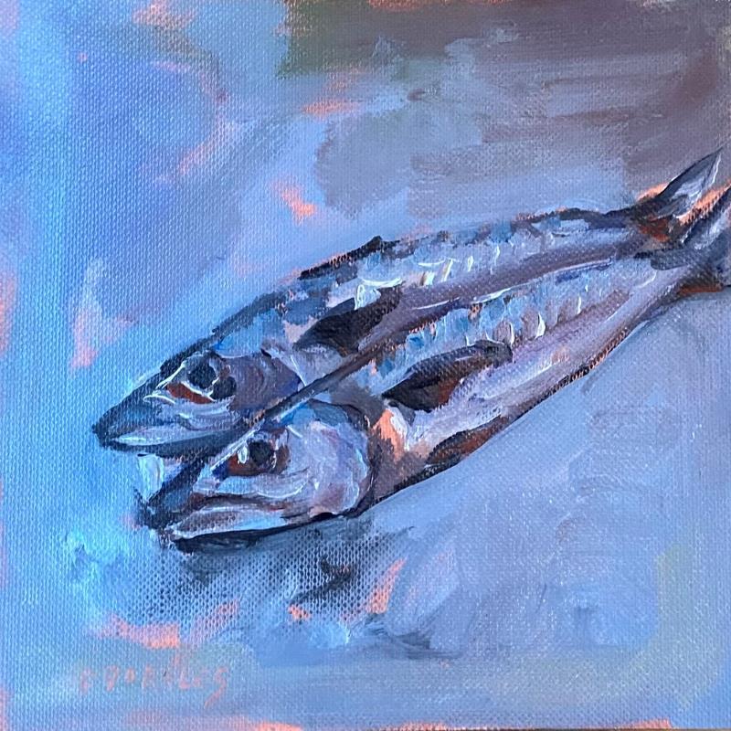 Peinture SARDINES par Morales Géraldine | Tableau Figuratif Animaux Natures mortes Huile Acrylique
