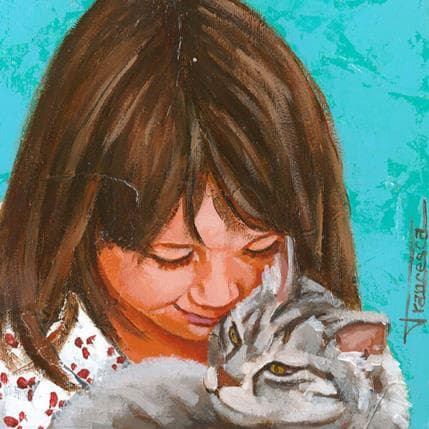 Gemälde Cat von Escobar Francesca | Gemälde Figurativ Acryl Alltagsszenen