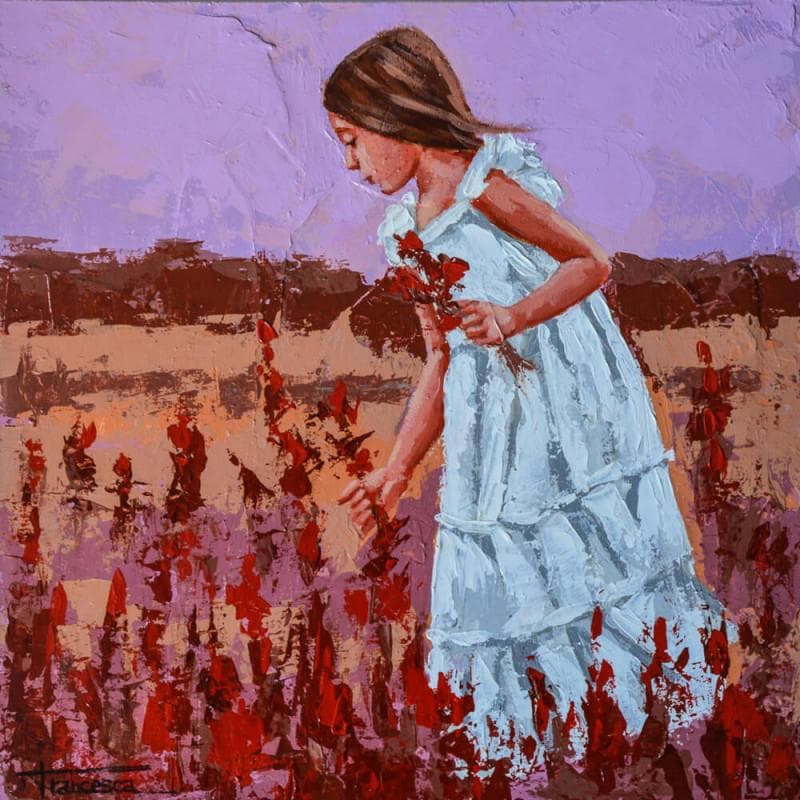 Painting Flores rojas by Escobar Francesca | Painting Figurative Life style Acrylic