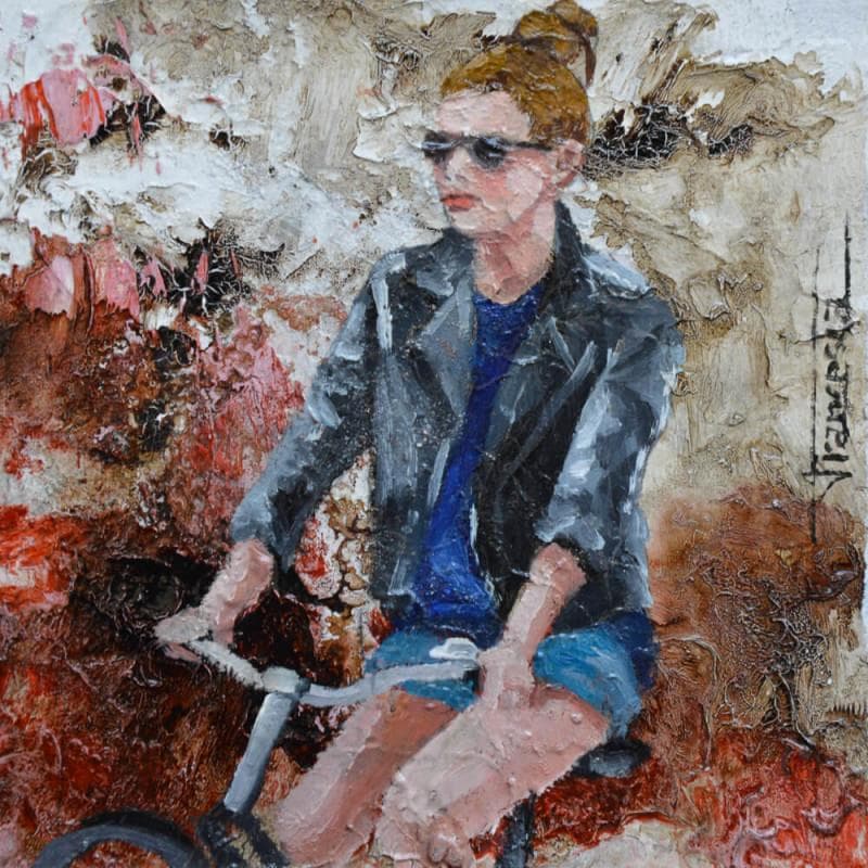 Painting Bike 1 by Escobar Francesca | Painting Figurative Life style Acrylic