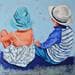 Painting Mirendo el mar by Escobar Francesca | Painting Figurative Life style Acrylic