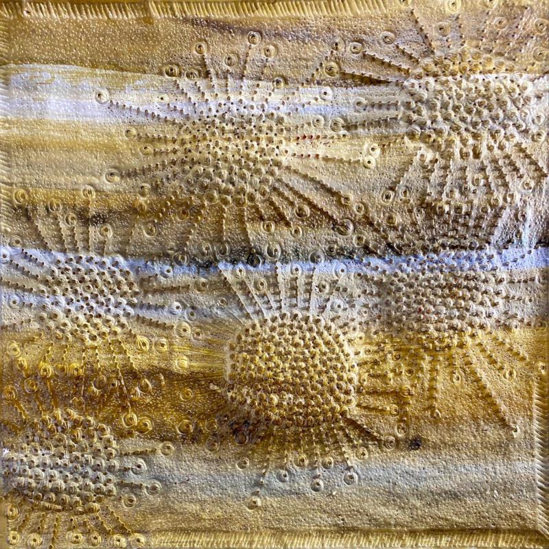 Peinture petits soleils par Caviale Marie | Tableau Abstrait Matiérisme Minimaliste