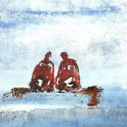 Painting Devant nous la lumière by Escolier Odile | Painting Figurative Acrylic Landscapes