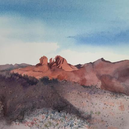 Painting SEDONA 103 by Seruch Capouillez Isabelle | Painting Figurative Watercolor Landscapes, Urban