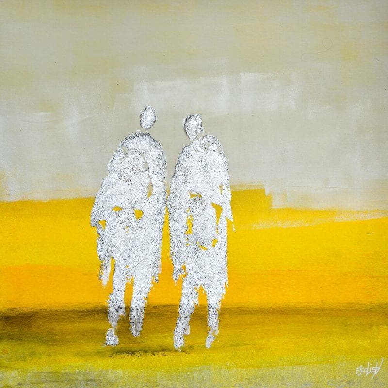 Gemälde Devant la lumière safranée von Escolier Odile | Gemälde Figurativ Landschaften Acryl