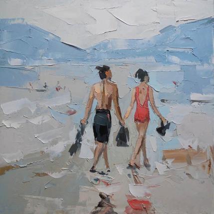 Painting Salt Wind by Lunetskaya Elena | Painting Figurative Cardboard, Oil Life style, Marine