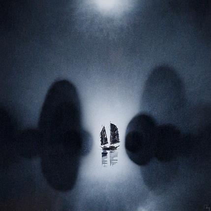 Peinture Mystery par Rey Julien | Tableau Figuratif Acrylique Marine, Noir & blanc