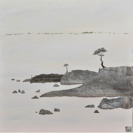 Peinture L'autre rive par Lemonnier  | Tableau Matiérisme Acrylique, Upcycling, Zinc Minimaliste, Paysages