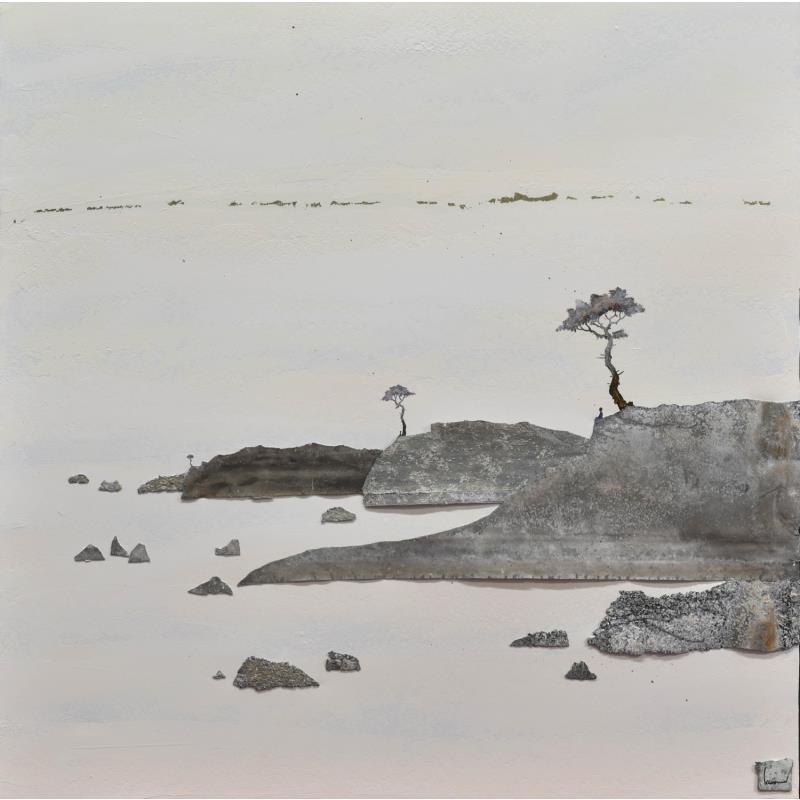 Gemälde L'autre rive von Lemonnier  | Gemälde Materialismus Landschaften Minimalistisch Acryl Zinc Upcycling