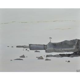 Painting Arrêt sur image by Lemonnier  | Painting Subject matter Acrylic, Upcycling, Zinc Landscapes, Minimalist