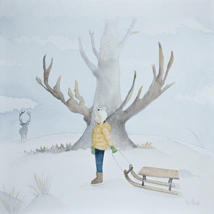 Painting Bois de renne by Marjoline Fleur | Painting Naive art Life style