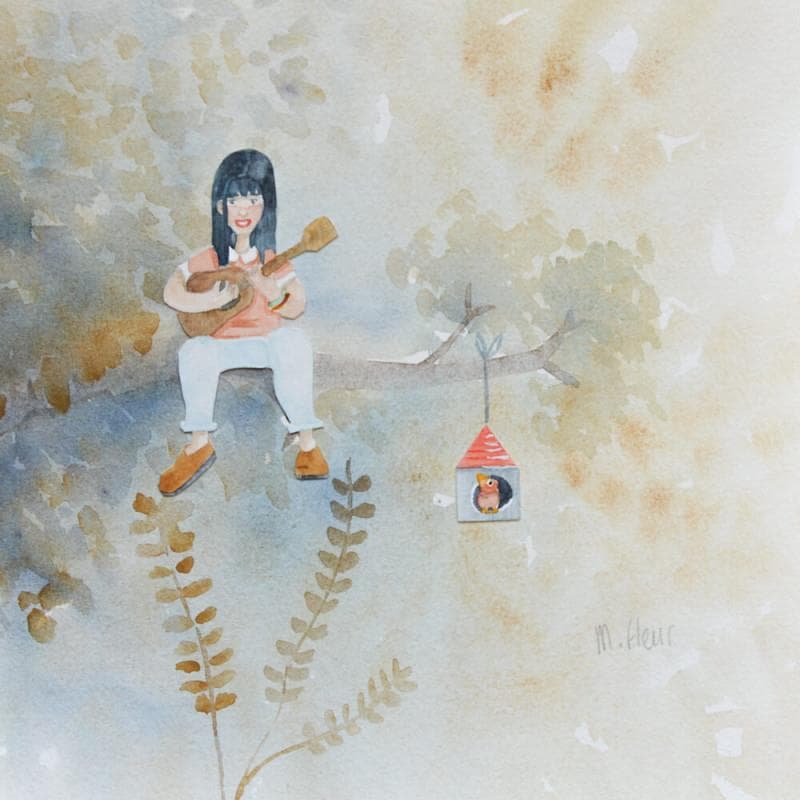 Peinture La mélodie de Fantine par Marjoline Fleur | Tableau Art naïf Scènes de vie