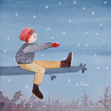 Painting L'attrapeur de flocons by Marjoline Fleur | Painting Naive art Life style