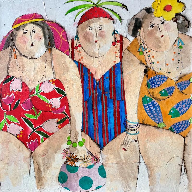 Painting martine charlotte zoe by Colombo Cécile | Painting Figurative Portrait Acrylic Pastel