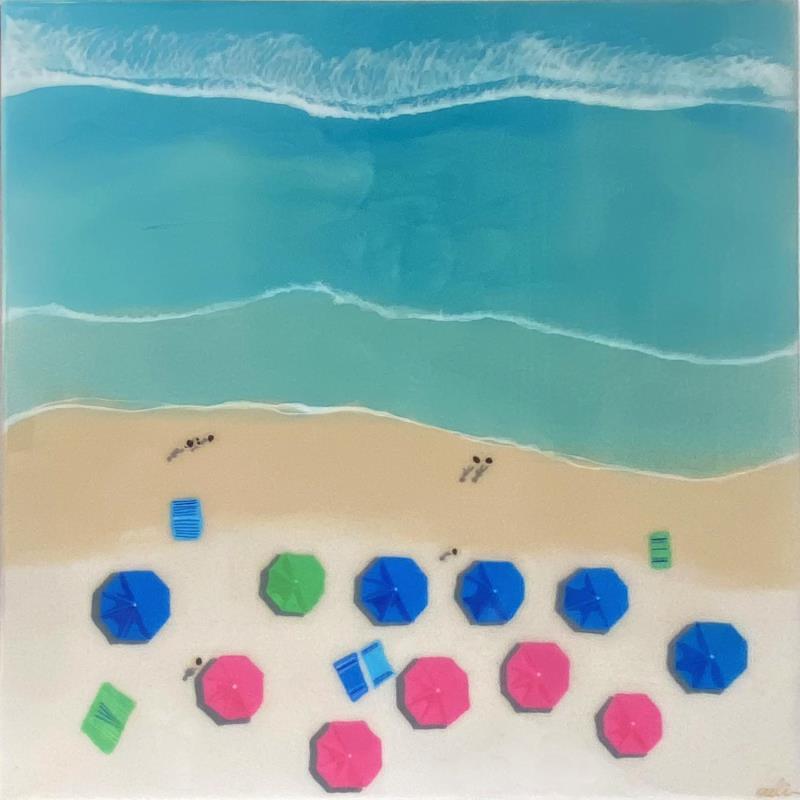 Painting Eagle Beach - Plage du Brésil by Aurélie Lafourcade painter | Painting Figurative Marine Minimalist Acrylic Resin