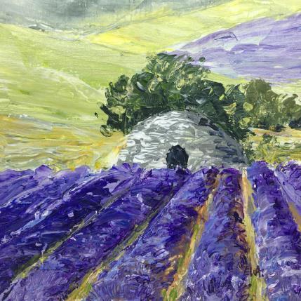 Painting Une borie dans un champs de lavande by Rey Ewa | Painting Figurative Acrylic Landscapes